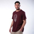 Unisex Oversized 4-6XL Short Sleeves T-shirt MOLECULE® 1100 Skullheads ΙV - Low Poly Print Cotton 150 Gsm Regular Fit Bordeaux