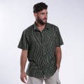 Shirt Zebra Print Short Sleeves Cotton Regular Fit Olive/Black