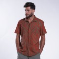 Shirt Zebra Print Short Sleeves Cotton Regular Fit Olive/Red