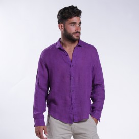Men Shirt JOIN CLOTHES Tango Linen Gauze Slim Fit Violet