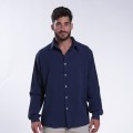 Shirt JOIN CLOTHES Cotton Gauze Long Sleeves Regular Fit Navy
