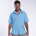 Shirt JOIN CLOTHES Cotton Gauze Short Sleeves Regular Fit Turquoise