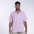 Shirt JOIN CLOTHES Cotton Gauze Short Sleeves Regular Fit Pink