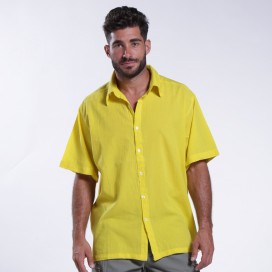 Shirt JOIN CLOTHES Cotton Gauze Short Sleeves Regular Fit Yellow
