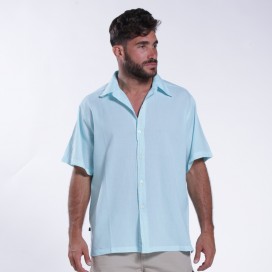 Shirt JOIN CLOTHES Cotton Gauze Short Sleeves Regular Fit Aqua Pale
