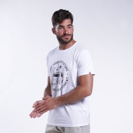 Unisex Short Sleeves T-Shirt MOLECULE® 1100 Caravan Print Cotton 150 Gsm Regular Fit White
