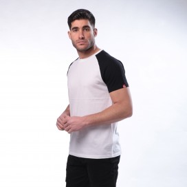 Unisex Short Sleeves T-shirt MOLECULE® 1100 Raglan Round Neck Cotton 150 Gsm Regular Fit White/Black