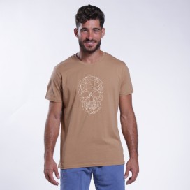 Unisex Short Sleeves T-shirt MOLECULE® 1100 Skullheads ΙV - Low Poly Print Cotton 150 Gsm Regular Fit Camel