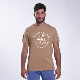 Unisex Short Sleeves T-Shirt MOLECULE® 1100 Caravan Print Cotton 150 Gsm Regular Fit Camel