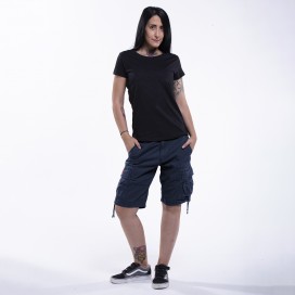 Women Cargo Shorts MOLECULE® 62009 Shortcuts Canvas Slim Fit Navy