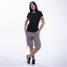 Women Cargo Shorts MOLECULE® 62009 Shortcuts Canvas Slim Fit Grey