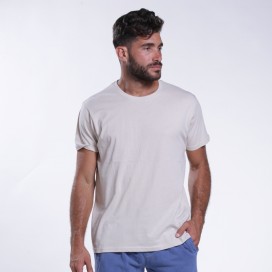 Unisex Short Sleeves T-shirt MOLECULE® 1100 Round Neck Cotton 150 Gsm Regular Fit Beige