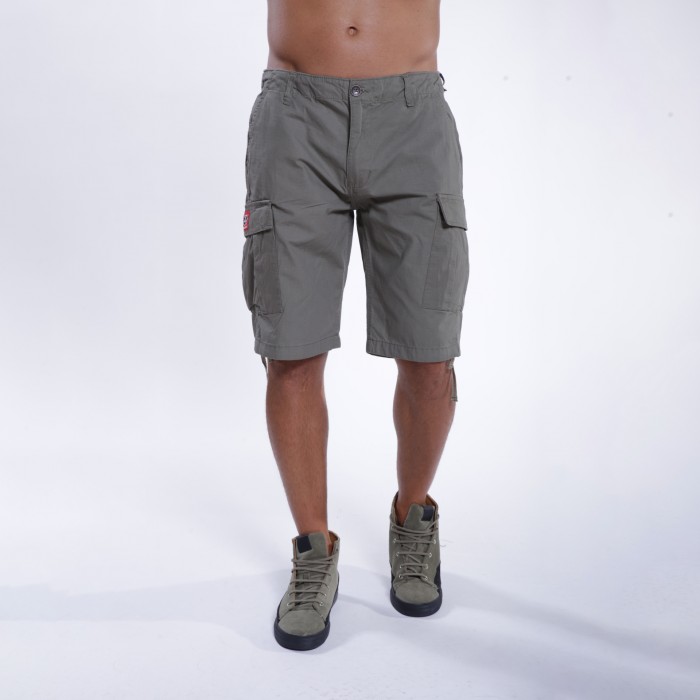 ショートパンツ WOOALONG Signature daily tuck cargo half pants MY475 Wide Leg Denim Cargo | HUE