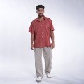 Shirt JOIN CLOTHES Cotton Gauze Short Sleeves Regular Fit Brick