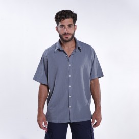 Shirt JOIN CLOTHES Cotton Gauze Short Sleeves Regular Fit Pebble