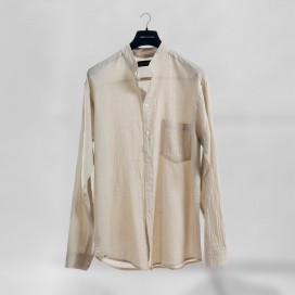 Shirt JOIN CLOTHES MAO Collar Cotton Gauze Long Sleeves Regular Fit Light Beige