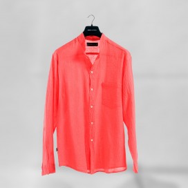 Shirt JOIN CLOTHES MAO Collar Cotton Gauze Long Sleeves Regular Fit Coral