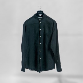 Shirt JOIN CLOTHES MAO Collar Cotton Gauze Long Sleeves Regular Fit Navy