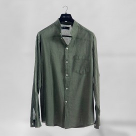 Shirt JOIN CLOTHES MAO Collar Cotton Gauze Long Sleeves Regular Fit Khaki