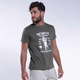 Unisex Short Sleeves T-shirt MOLECULE® 1100 Antarctic Print Cotton 150 Gsm Regular Fit Khaki