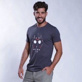 Unisex Short Sleeves T-Shirt MOLECULE® 1100 Jason Print Cotton 150 Gsm Regular Fit Dark Grey