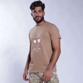 Unisex Short Sleeves T-Shirt MOLECULE® 1100 Jason Print Cotton 150 Gsm Regular Fit Camel