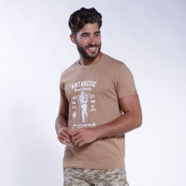 Unisex Short Sleeves T-shirt MOLECULE® 1100 Antarctic Print Cotton 150 Gsm Regular Fit Camel