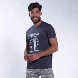 Unisex Short Sleeves T-shirt MOLECULE® 1100 Antarctic Print Cotton 150 Gsm Regular Fit Dark Grey