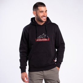 Unisex Pullover Hoodie MOLECULE® 3301 MOUNTAIN Cotton Blend 300 Gsm Regular Fit Black