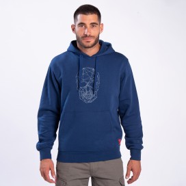 Pullover Hoodie MLC 3301 SKULLHEADS IV - LOW POLY Cotton Blend 300 Gsm Regular Fit Indigo